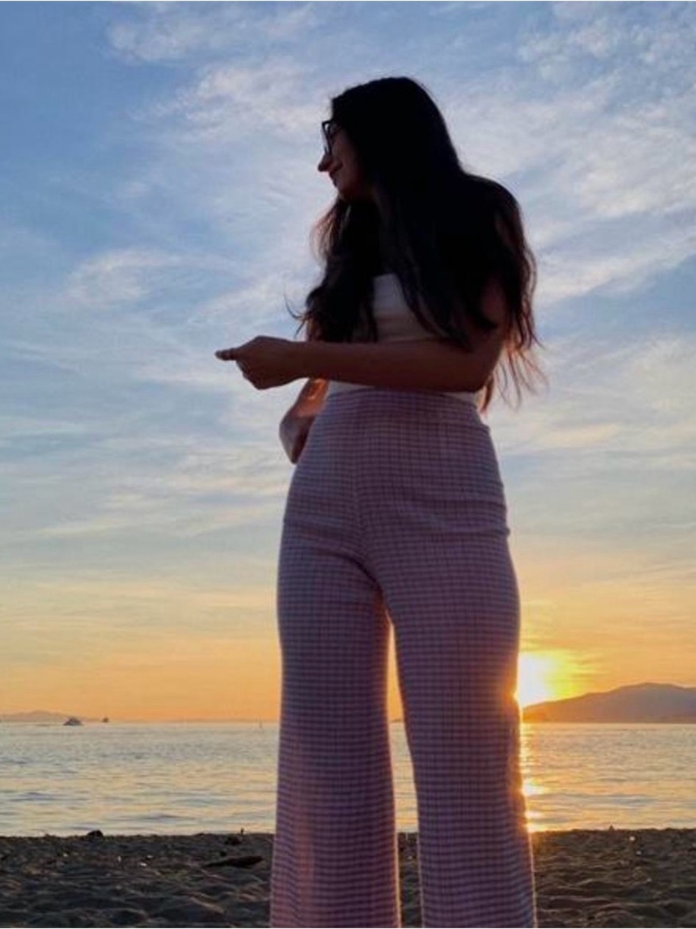 Wilfred Lilac and White Gingham pants